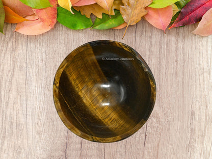 Tiger Eye Crystal Bowl - 2 Inch Decorative Bowls for Room and Home Decor - Gemstone Healing Crystals for Elegant Display, Positive Energy Balance and Gift