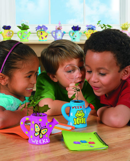 Fun Express DIY Ceramic Pot Watering Can Planter Pottery Kit for Kids - Paint Your Own Ceramic Painting Kit with 12 Small Flower Pots | Ceramics to Paint Crafts for Classroom, Home & Birthday Party