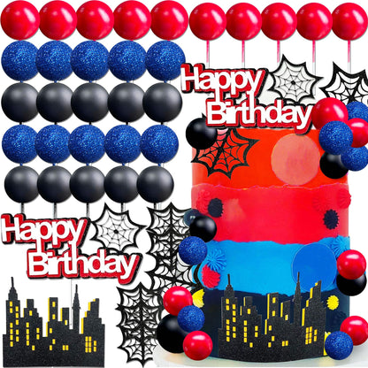 48Pcs Superhero Birthday Cake Decoration Superhero Party Favors Cupcake Cake Decoration Spider Cake Decoration