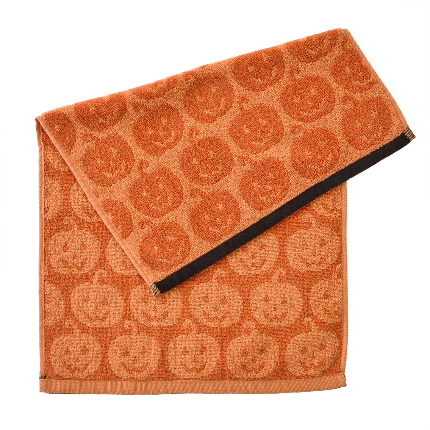 SKL Home Halloween Jack-O-Lantern 100% Cotton Jacquard 2pc Hand Towel Set, Reversible, Soft & Absorbent, Decorative for Bath/Kitchen/Bar & Gift, Orange