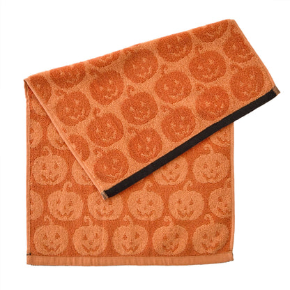 SKL Home Halloween Jack-O-Lantern 100% Cotton Jacquard 2pc Hand Towel Set, Reversible, Soft & Absorbent, Decorative for Bath/Kitchen/Bar & Gift, Orange