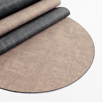 Cloth Leather Round Placemats, Gray and Beige Double-Sided Heat-Resistant Placemats and Coasters Set of 4, Small Placemat for Dessert Plate Easy to Clean for Dining