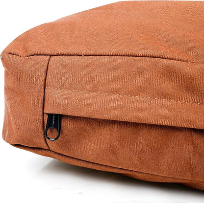 WHITEDUCK Outdoor Dog Bed Heavy-Duty 12oz Canvas, Water-Repellent Cotton, Machine Washable Removable Cover with Full-Length Zipper, Dog Bed for Large Dogs & Crate, (Brown) 28" Lx20 Wx4.3 th (S)