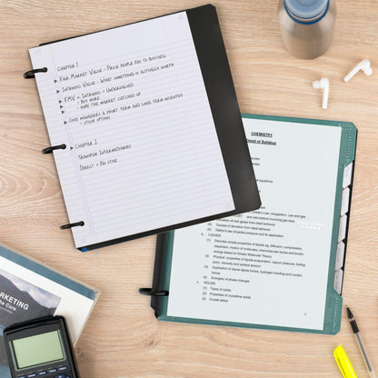 Five Star Flex Refillable Notebook + Study App, College Ruled Paper and 1 Inch TechLock Ring Binder with Customizable Cover, Pockets, Tabs and Dividers, 200 Sheet Capacity, Seaglass Green (29326AQ8)
