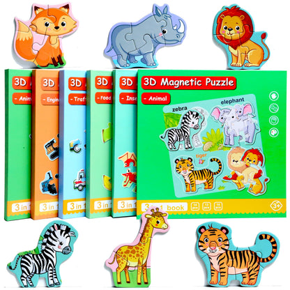 Magnetic Puzzles for Kids Ages 1-3, Travel Toddler Puzzles Ages 2-4 Year, Animal Activities Toy for Boys & Girls 3-5 yo - Learning Magnet Gift for Road Trip