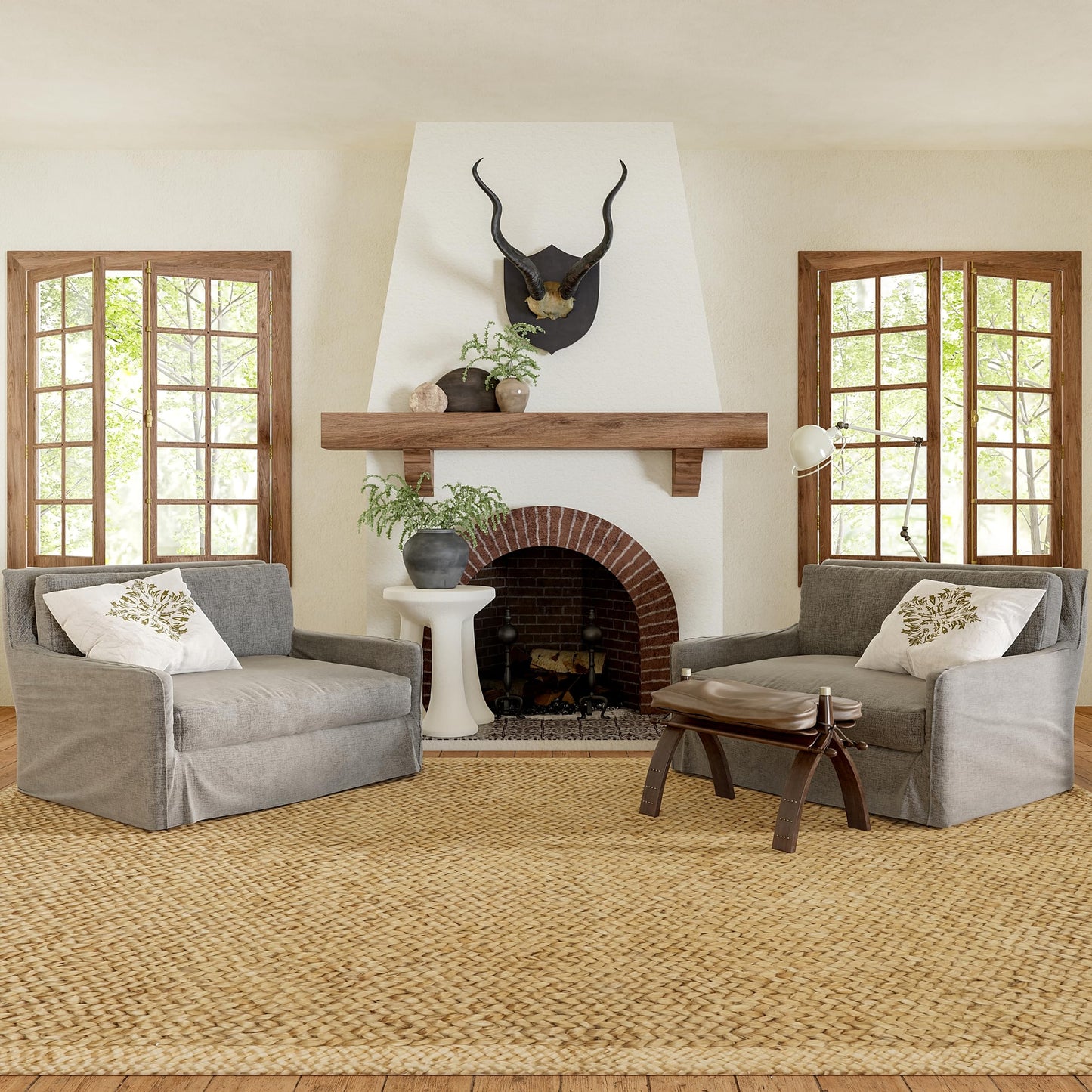 Rugs USA Willow Bordered Jute Area Rug, 8'6" x 11'6", Natural