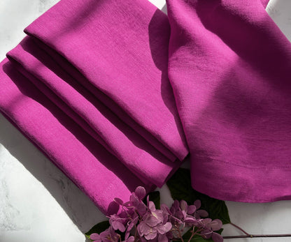 Linen Cocktail Napkins 12 x 12, 100% Pure Linen Napkins, Set of 4, Pink Table Napkins, Farmhouse Orchid Cloth Napkins, Weddings, Pink Napkin and Everyday Use, Halloween, Thanksgiving