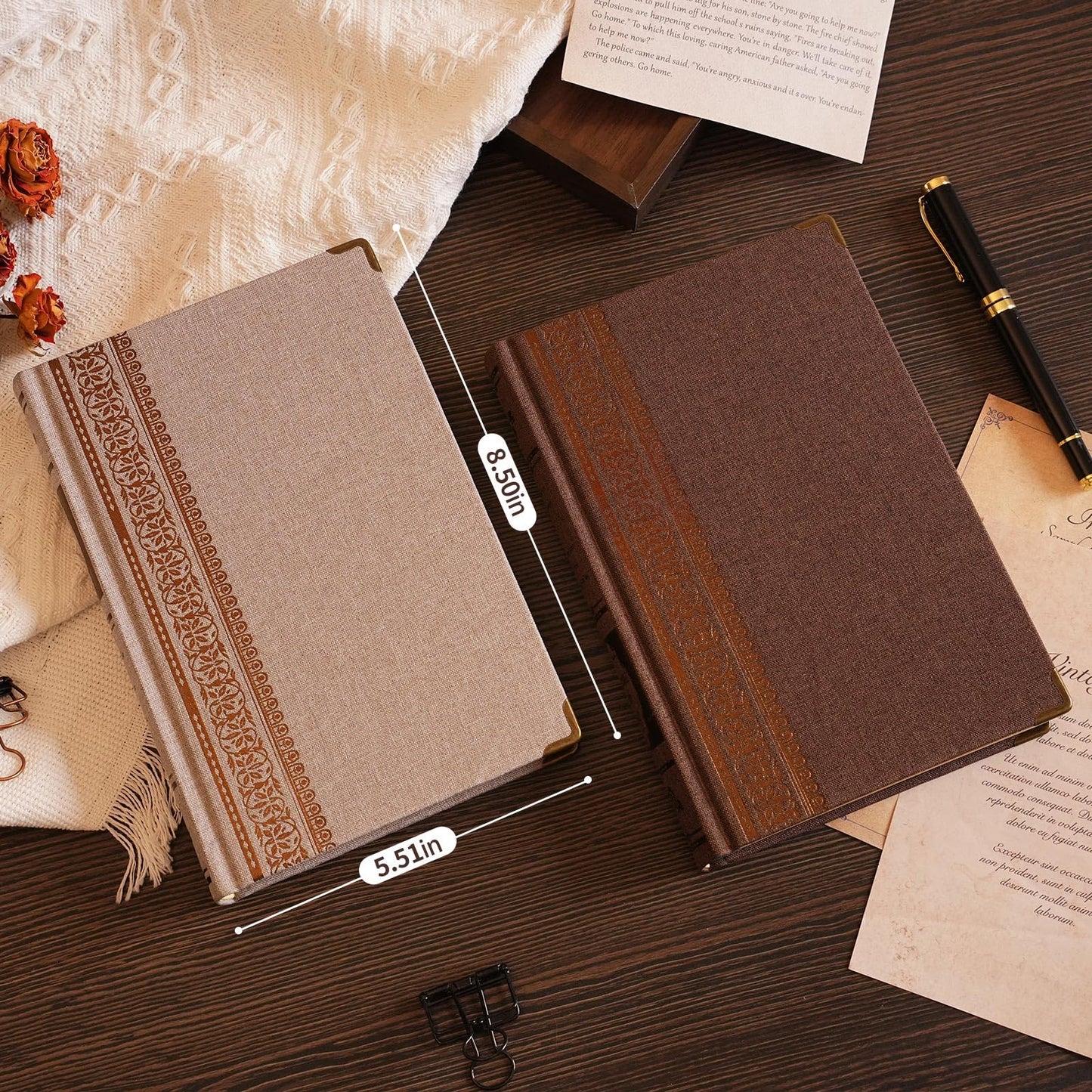 Wisefine Vintage Hardcover Lined Notebook A5 Journal - 384 Pages 100 GSM Thick Kraft Paper Writing Journal for Men & Women Dark Brown 5.51" x 8.50"