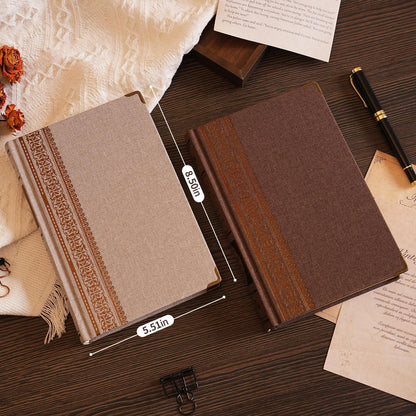 Wisefine Vintage Hardcover Lined Notebook A5 Journal - 384 Pages 100 GSM Thick Kraft Paper Writing Journal for Men & Women Dark Brown 5.51" x 8.50"