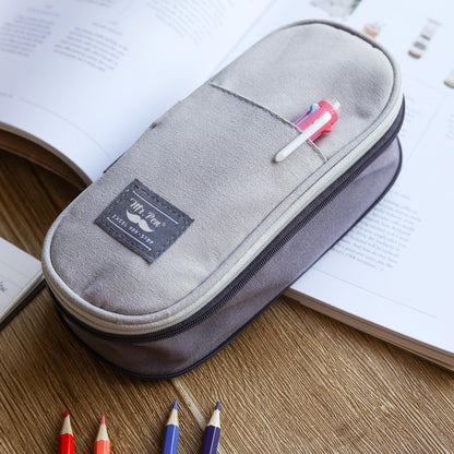 Mr. Pen- Pencil Case Large, Fabric Pencil Pouch Large, Grey, Pen Bag, School Supplies, Pencil Pouch Cute (Pack of 2)