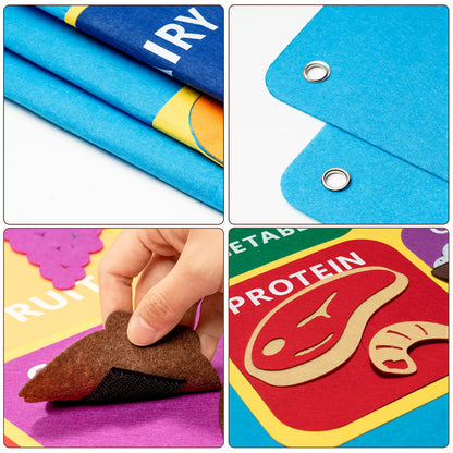 WATINC My Plate Felt Board for Kids - 3.5Ft Large 53Pcs Food Groups Learning Toy Set, Healthy Eating Flannel Board Preschool Educational with Fruits Vegetables Grains Protein for Classroom Homeschool