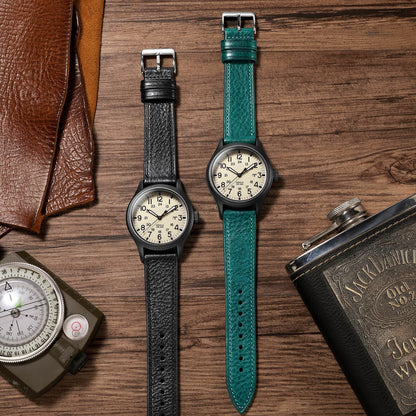 Getalia Italian leather Watch Band Tuscany Natural Vegetable-Tanned Full Grain Genuine Leather, Skin-Safe, Quick Release Replacement Watch Straps for Men and Women Thin and Soft (Black：Width-20mm)