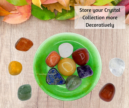 Green Aventurine (Light) Crystal Bowl - 3 Inch Decorative Bowls for Room and Home Decor - Gemstone Healing Crystals for Elegant Display, Positive Energy Balance and Gift