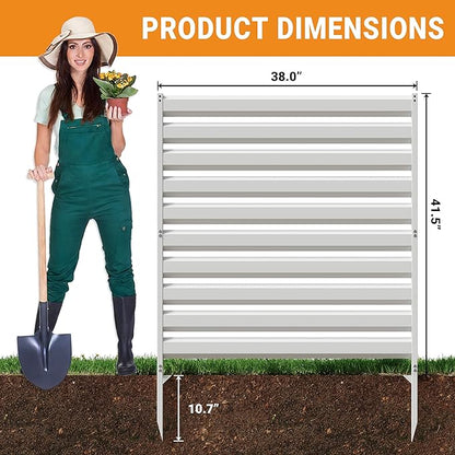 CJF Outdoor Privacy Screens, 42" H x 38" W Metal Air Conditioner Fence Panels, Pool Equipment Enclosure, Trash Can Screens Fence Kit for Outside Backyard Patio(Withe/3-Panel)