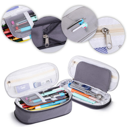 Mr. Pen- Pencil Case Large, Fabric Pencil Pouch Large, Grey, Pen Bag, School Supplies, Pencil Pouch Cute (Pack of 2)