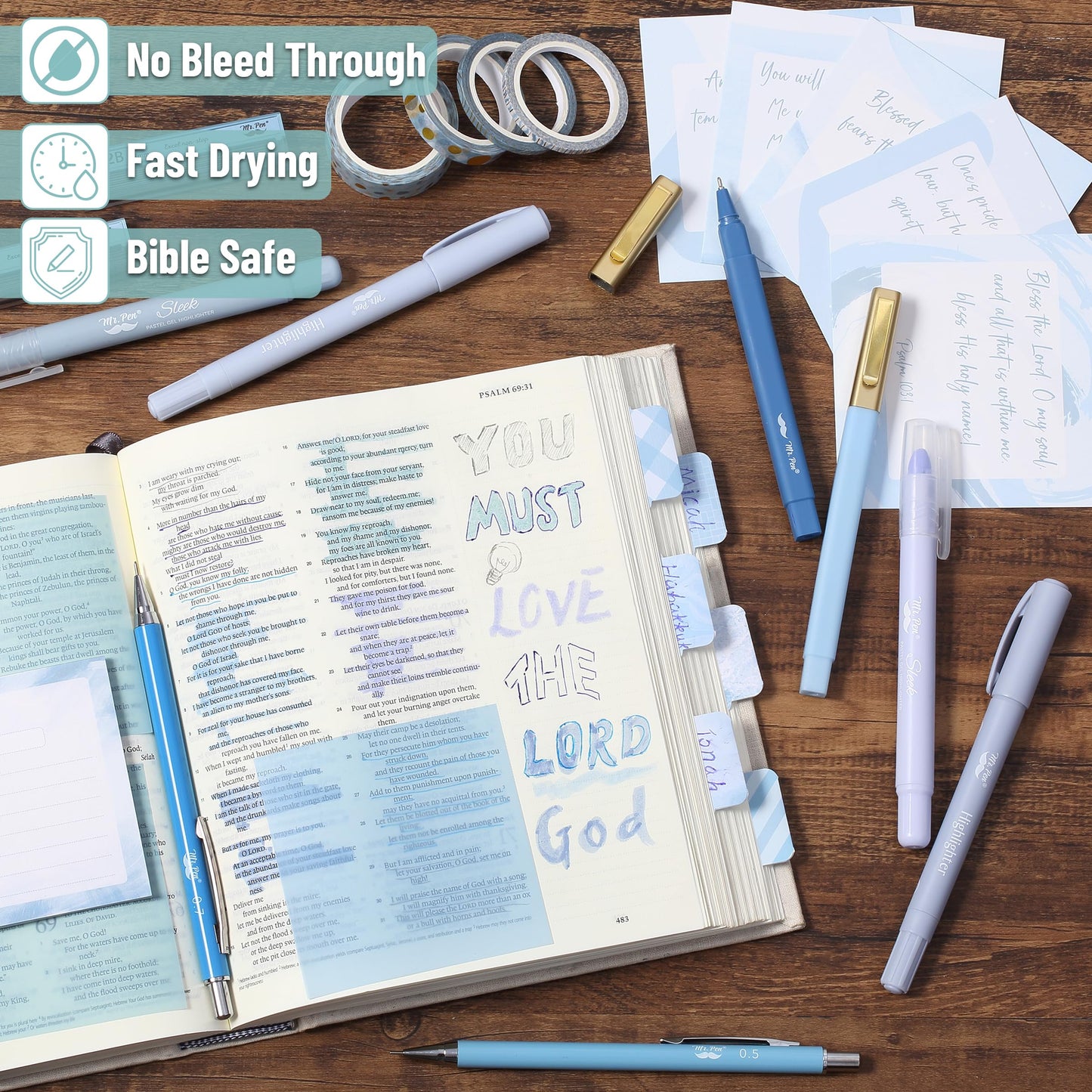 Mr. Pen- Bible Journaling Kit for Women, Bible Highlighters and Pens No Bleed, Notes, Tabs, Washi Tape & Journal for Devotions, Prayer & Christian Gifts