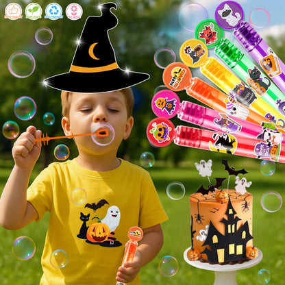Halloween Party Favors for Kids – 24PCS Spooky-Themed Mini Bubble Wands, Great for Birthday Supplies, Piñata Fillers, Goodie Bags & Classroom Rewards