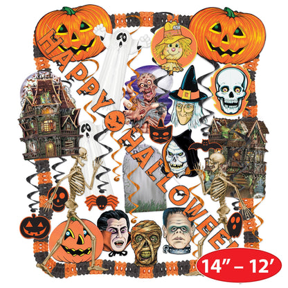 Beistle 24 Piece Halloween Decorating Kit - Complete Party Pack of Seasonal Decor for Haunted Houses and Spooky Holiday Parties