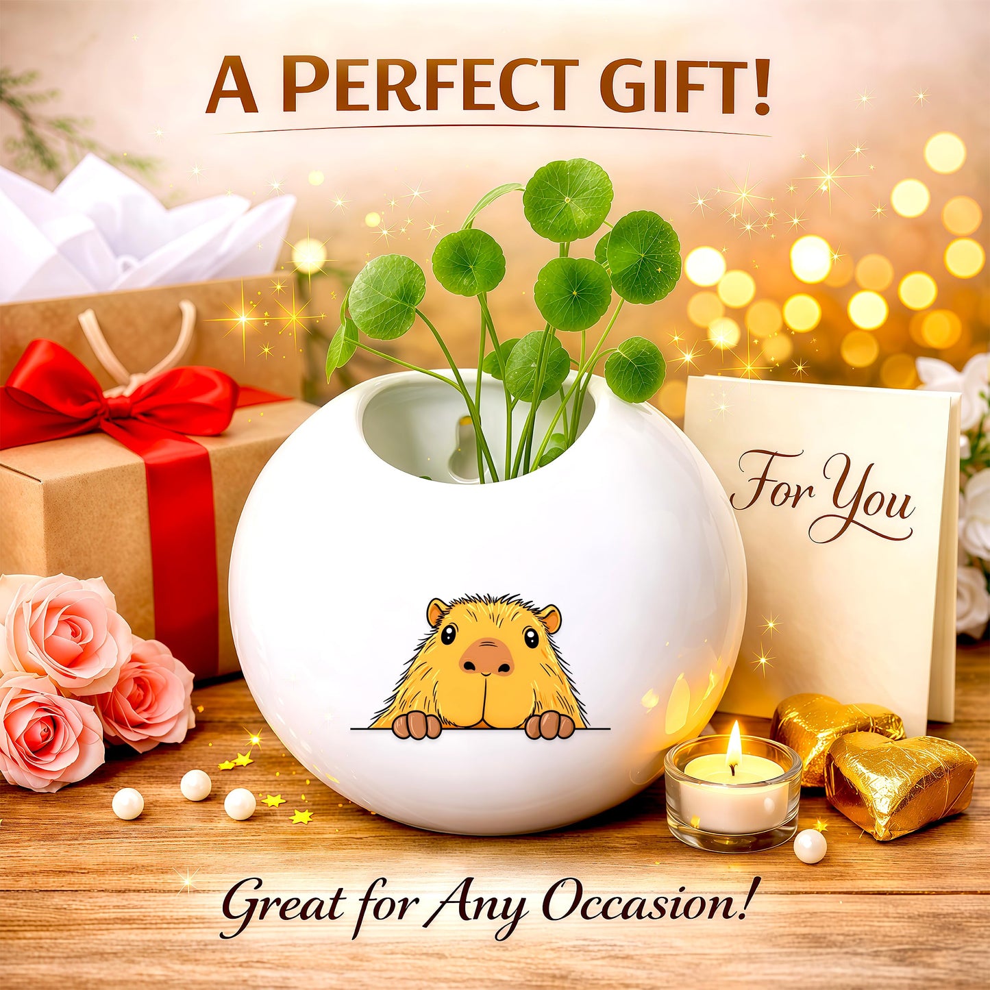 BJDAMAI Capybara Small Wall Planters for Indoor Outdoor Pots Ceramic, Gifts for Women Teens Girls Kids, Capybara Lovers Themed Gifts Decor Stuff Things Items!