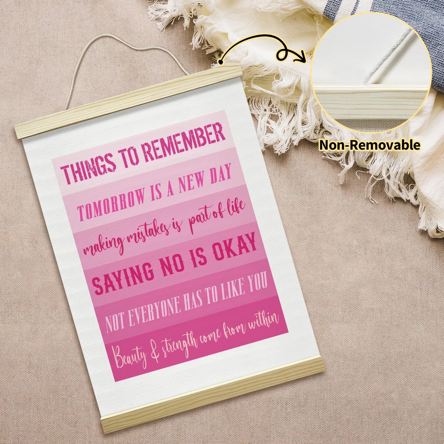 Pink Inspirational Mental Health Poster Hanger Frame, Thing to Remember Affirmation Posters Canvas Wall Art for Therapy Office Women Girls Room Nursery, 12x16 Inches -025