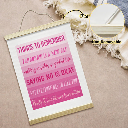 Pink Inspirational Mental Health Poster Hanger Frame, Thing to Remember Affirmation Posters Canvas Wall Art for Therapy Office Women Girls Room Nursery, 12x16 Inches -025