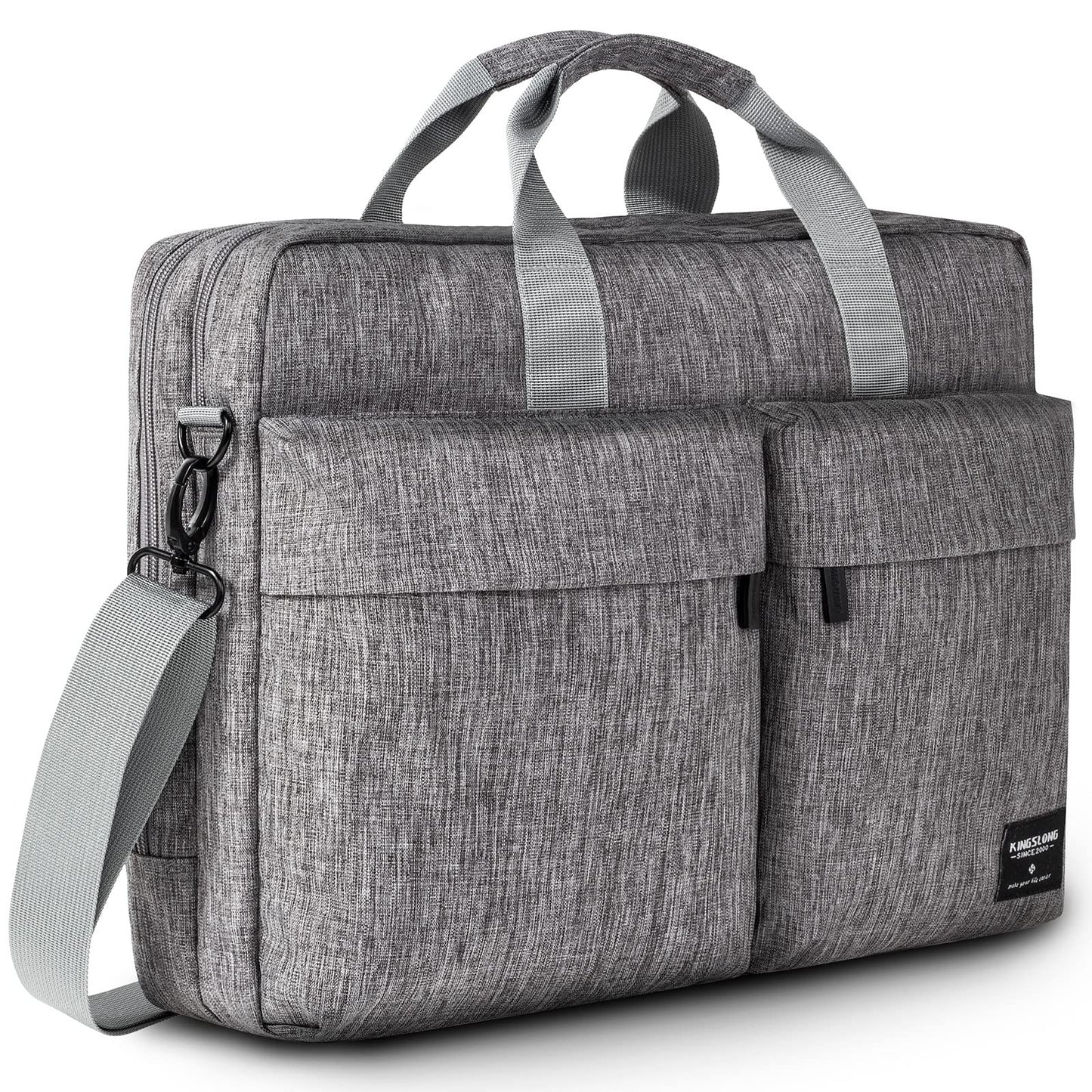 KINGSLONG 17.3 inch Laptop Briefcase Bag, Laptop Shoulder Bag for Men Women, Water Resistant Business Crossbody Bag with Shoulder Strap, Computer Bag for Asus Acer Dell Thinkpad, Grey