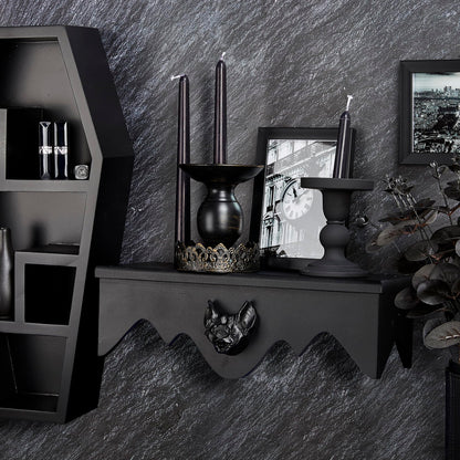 Gothvanity Gothic Bat Floating Shelves 2 Pack - Black Spooky Dark Aesthetic Wall Mounted Storage, Wooden Home Decor for Bedroom Kitchen Bathroom Office