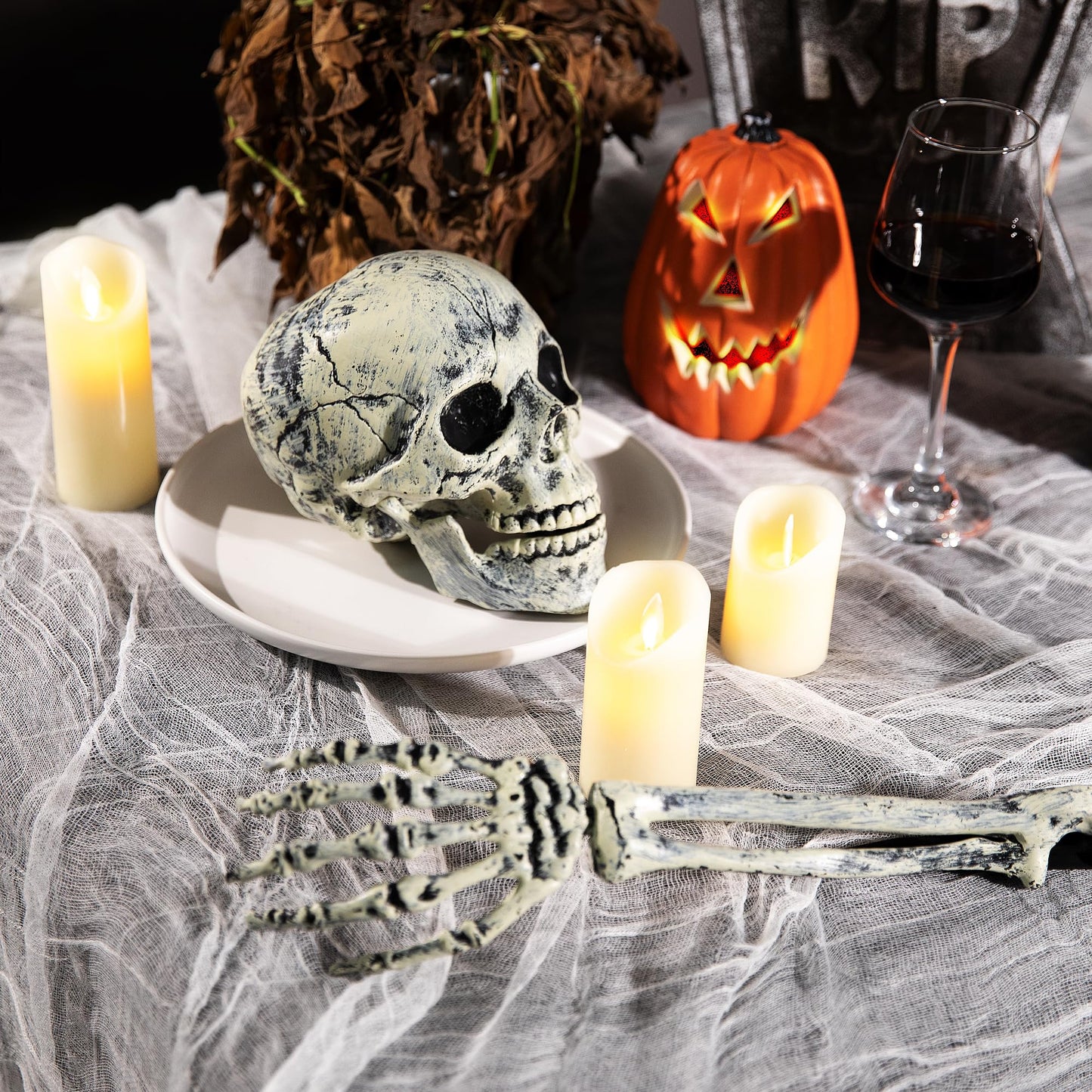 Watayo 315 x 85 Inch Halloween Creepy Cloth, White Halloween Scary Spooky Cloth, Windows Doorways Cover Gauze for Holiday Party Haunted House Decorations