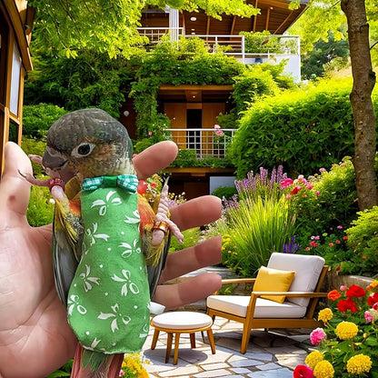 2Pcs Bird Diapers Bird Harness Flight Suits Diapers with 2Pcs 80 Inch Flying Leash Parrot Nappy Pigeon Pants Urine Wet Suit for Cockatiel Conure Macaw Budgies Parakeet-Bowknot&Lemon