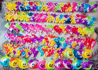 Roaqua 100 packs Bulk Halloween Ghost Pumpkin Spider Bat Fidget Bubble Mini Pop，Halloween Party Favors ， Birthday Supplies and Student Prizes Gifts