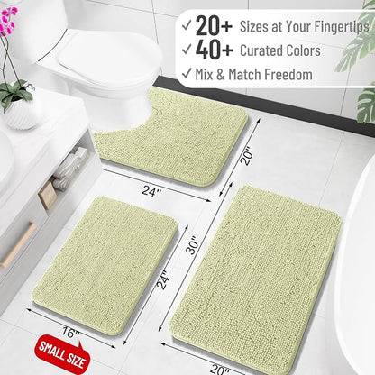 OLANLY Bathroom Runner Rugs 59x20, Soft Absorbent Chenille Bath Rugs, Rubber Backing Quick Dry, Machine Washable Long Bath Mats for Bathroom Floor, Tub and Shower, Home Decor Accessories, Vanilla