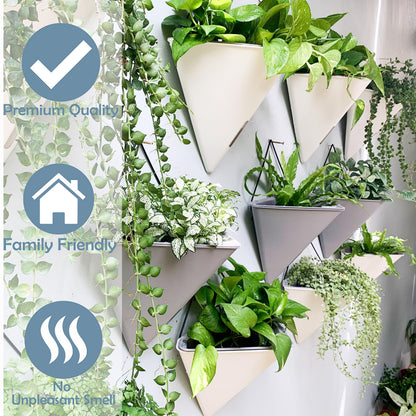 LaLaGreen Bundle- 4 Pack, 12 Inch Large White Self Watering Pot + 2 Pack, 16 Inch Metal Basket with Coco Liner Horse Trough Wall Rail Window Patio Porch Flower Box Geometric Hanging Indoor Vase Decor