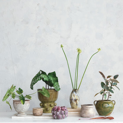 Creative Co-Op Round Volcano Terra-Cotta Planter, Gold