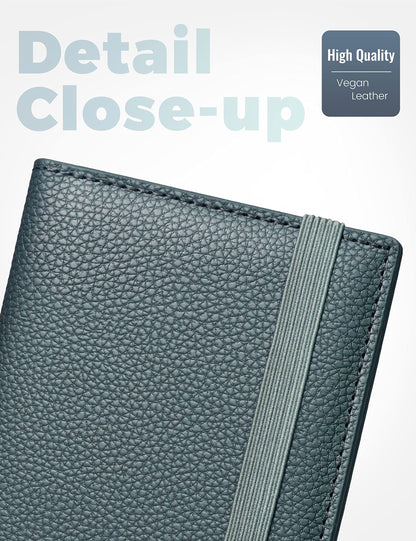 Yarnic Checkbook Cover for Personal Checkbook, Checkbook Holder with Pen Holder & Built-in Clear Plastic Divider for Duplicate Checks (Grey Green)