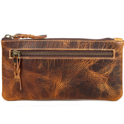 LEATHER TOWN Leather Pencil Case Pouch 8" x 4" - Leather Pen Case with Zipper (Antique Brown)
