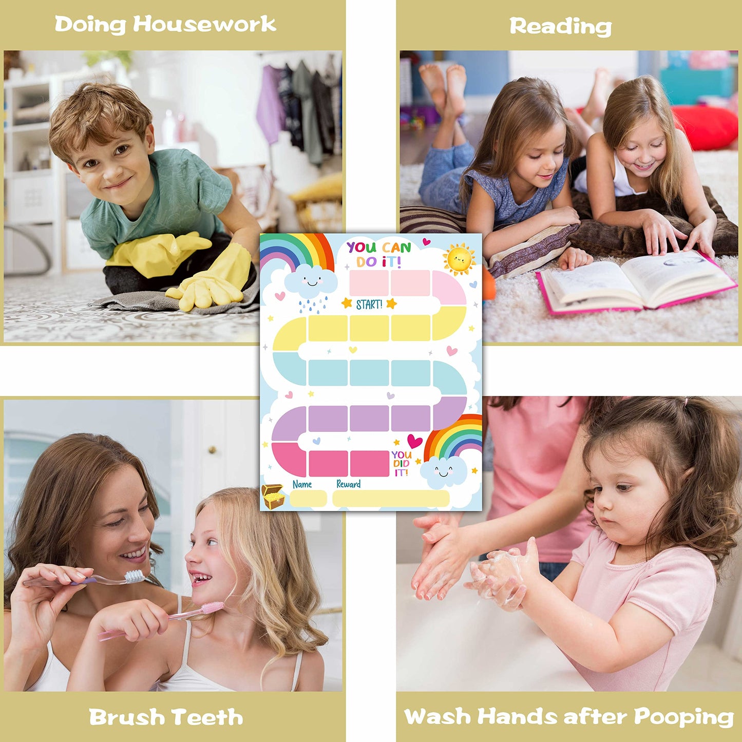 10 Rainbow Reward Chart with 216 Round Stickers, Incentive Behavior Chart for Kids at Home Classroom, Kids Routine Daily Chore Sticker Chart-A10