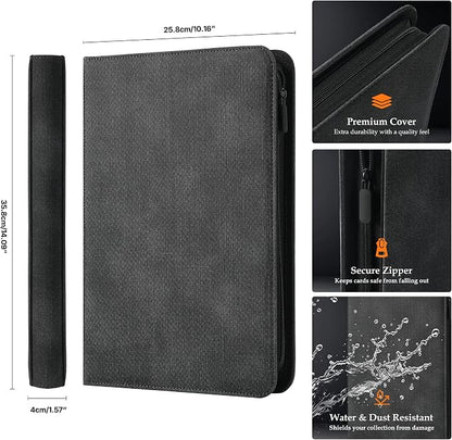 Trading Card Binder 9 Pocket - Premium Card Collection Binder for 360 Cards, Durable Side-Loading Card Album with Zipper, Perfect for TCG, MTG, and Sports Cards, Blue