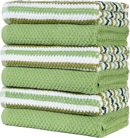 Premium Kitchen Towels | Large Cotton Kitchen Hand Towels | Popcorn Striped