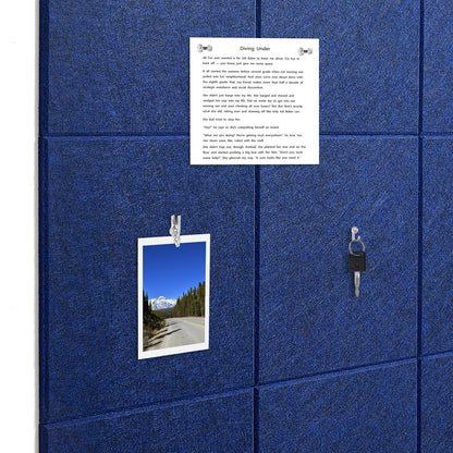 G Gamit Felt Wall Tiles Bulletin Board Large Cork Board Alternative 6 Pack 11.81”x11.81”x0.47” Felt Pin Board Tack Board with Safe Removable Adhesive Tabs for Home Office School 36x24 (Dark Blue)