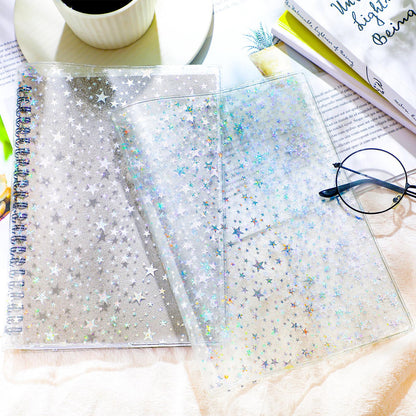 Feifeiya 2 Pcs White A5 Glitter Star Jelly Cover Transparent Planner Cover for Journal Planners and Notebooks