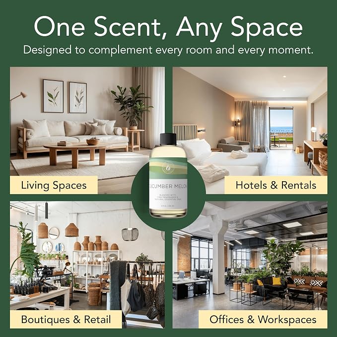 Aroma Country Cucumber Melon Diffuser Oil - Luxury Hotel Cucumber Melon Fragrance Oil for Diffuser Refill, Fresh Fruit Home Aroma Diffusers - Premium Aromatherapy Oils & Home Scent (4 Fl Oz)