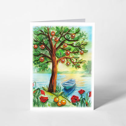 QUILLCRAFT Seasonal Greeting Card, Summer Viber Holiday Love Card, Quilled Quilling for Summer, Father Day, Mother Day, Birthday, Him Her Friend Mom Dad Boss (Green)