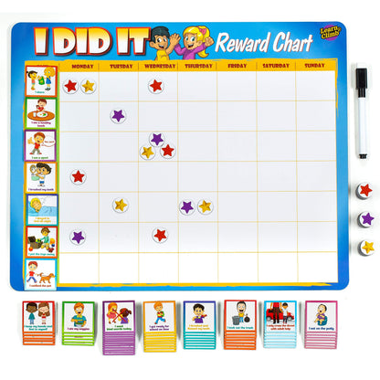 Learn & Climb Kids Responsibility Chart Magnetic Board, 63 Chores, Potty Train Tasks, Multiple Kids (Magnetic)