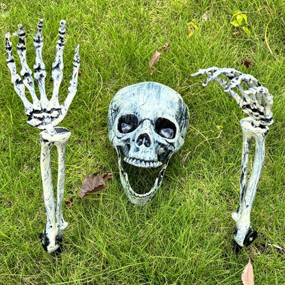 1 Pack Realistic Halloween Skeleton Stakes Decorations Outdoor for Yard Lawn Graveyard Garden, Scary Halloween Groundbreaker Skeletons with Skull and Arms – Haunted House Props Party Decor Supplies