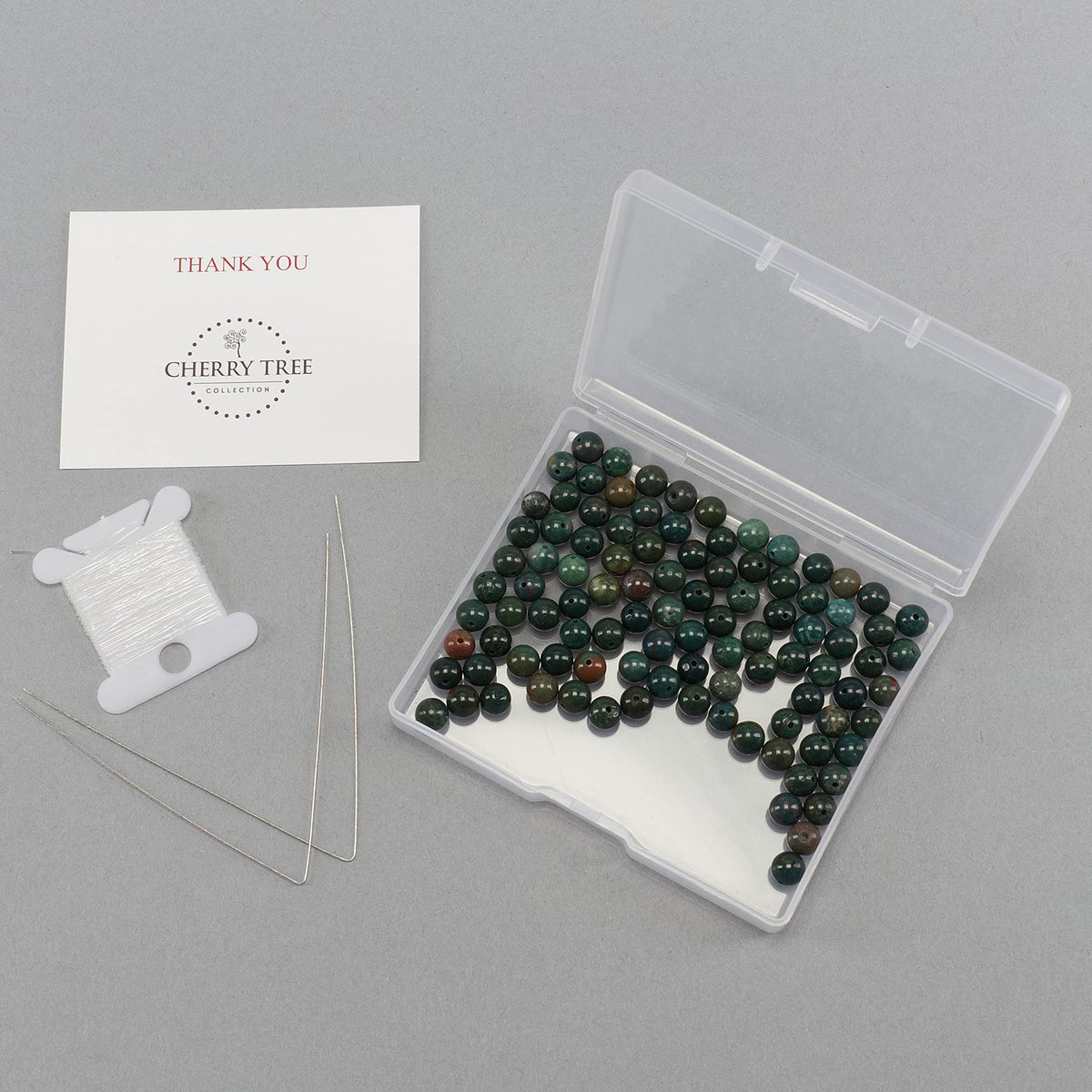 Cherry Tree Collection | 100PCS 6mm Bloodstone Gemstone Round Beads for Jewelry Making | Includes Storage Box, Elastic String, and Needles