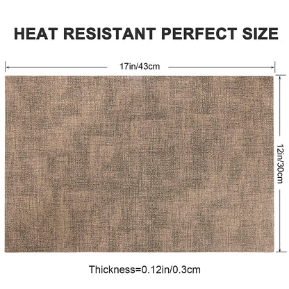LANDVIEW Leather Heat Resistant Placemats Set of 6 Waterproof Wipeable Washable PU Table Mats,Easy to Clean Anti-Slip (6, Dark Brown)