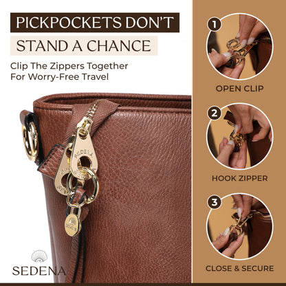 Women’s 16” Laptop Tote Bag, Dark Brown Vegan Leather Work Bag with Cupholder, RFID & Anti-Pickpocket Trolley Sleeve (Dark Brown)