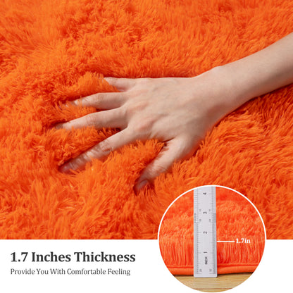 plumlik 6x9 Large Area Rugs for Living Room, Orange Fluffy Shag Rug for Bedroom and Nursery, Soft and Comfy, Big Fuzzy Carpet for Kids, Girls, Boys Room Dorm Home Decor Aesthetic, Upgrade Non Slip