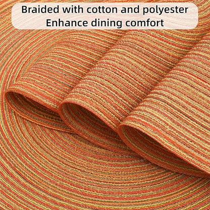 SHACOS Round Braided Placemats Set of 6 Fall Place Mats Washable Polyester 15 inch Round Table Mats for Dining Table Wedding Party Decor (Fall Color Mix, 6)
