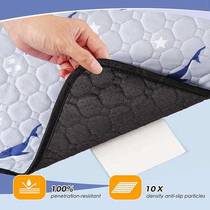 WanpeeGoo Washable Pee Pads for Dogs, 1 Pack Reusable Puppy Pads, Super Absorbent & Leakproof Dog Pads, Anti-Slip Dog Pee Pads for Puppy Training & Incontinence, Dolphin Pattern 65"x48"
